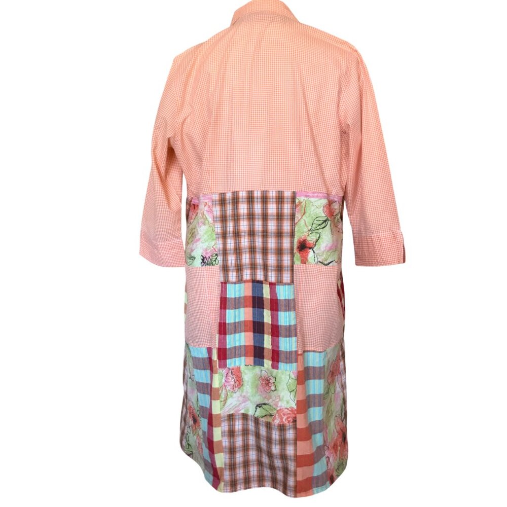 Patchwork Duster, Size L: Upcycled Boho Button-Do… - image 2